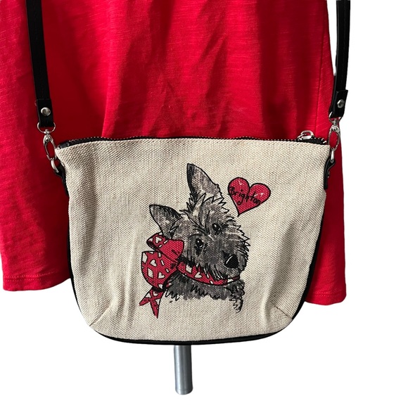BRIGHTON Scottie Dog Canvas Crossbody with Black Leather Detachable Stra… - Picture 4 of 10